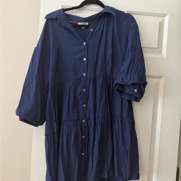 Umgee Dresses & Skirts - Umgee Navy Tiered Button-Front Mini Dress
